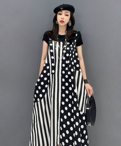 Polka Dot & Stripe Patchwork Dress